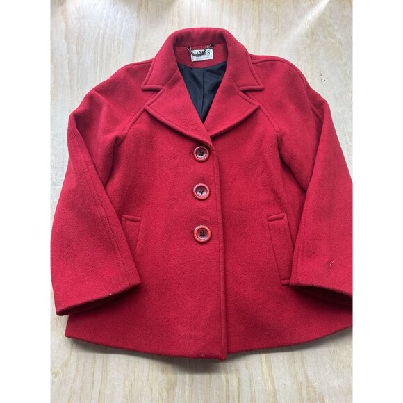 James Peter James Wool Cashmere Peacost Red Women’s Large L Jacket Coat Classy - Picture 1 of 7